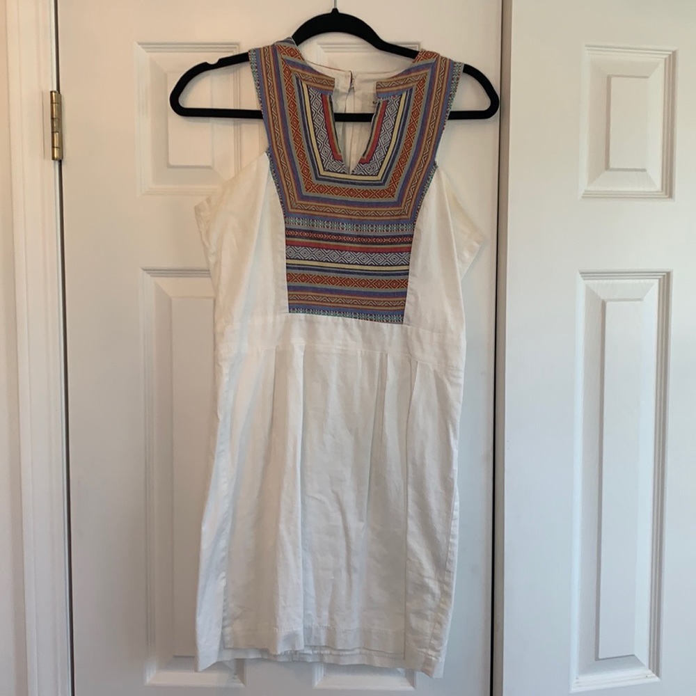 White Dress with Southwestern Neckline